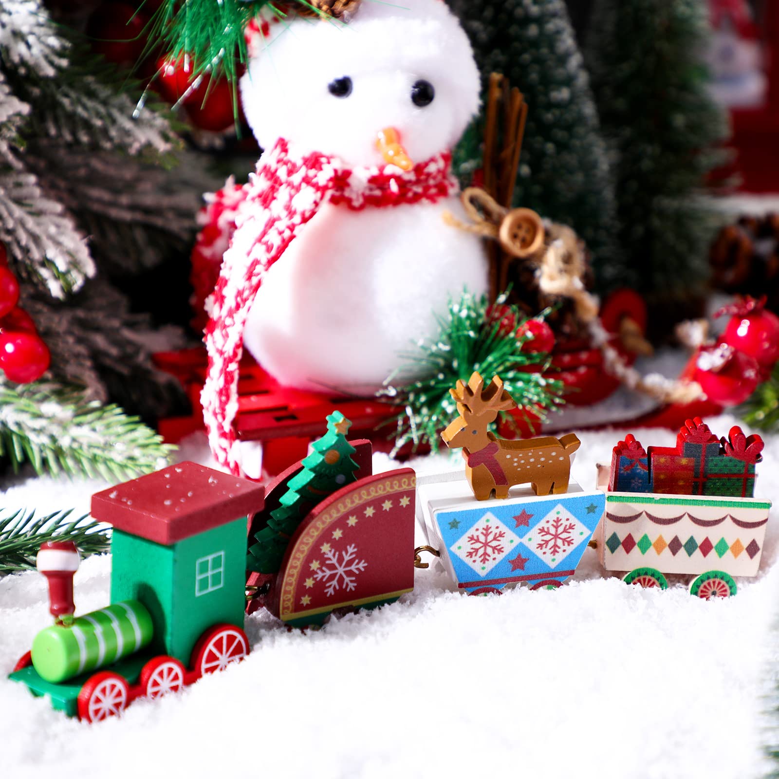 Decorative Wood Train クリスマス デコレーション Christmas Train Painted Wooden Christmas Decoration Mini